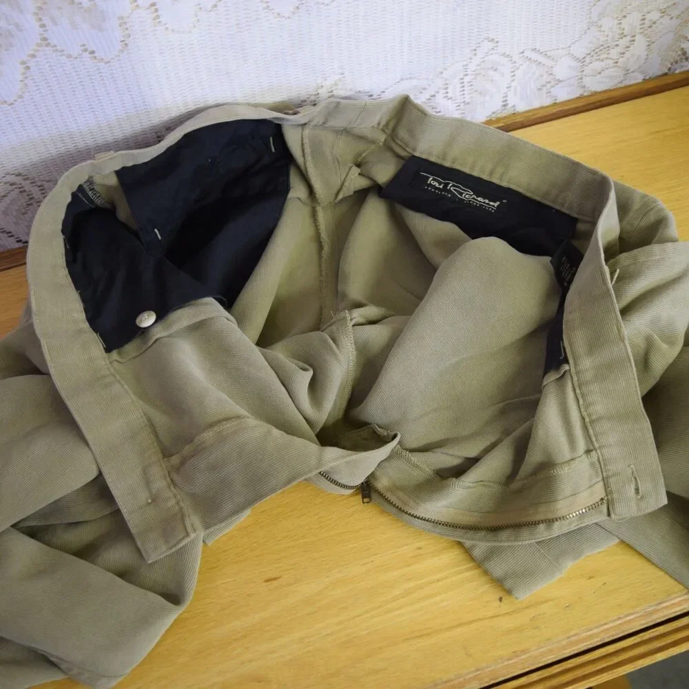 Tori Richard Mens Hawaiian Style Pants Size 38 Beige Khaki Colored Pleated Wide